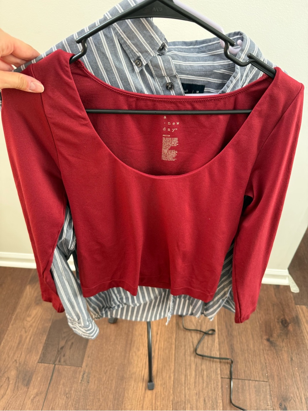 a new day Burgundy Scoop Neck Long Sleeve Top